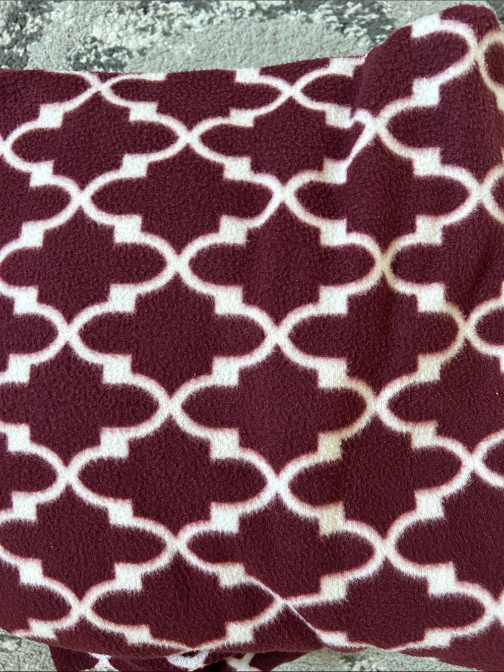 Burgundy and White Geometric Fleece Sheet set Queen size